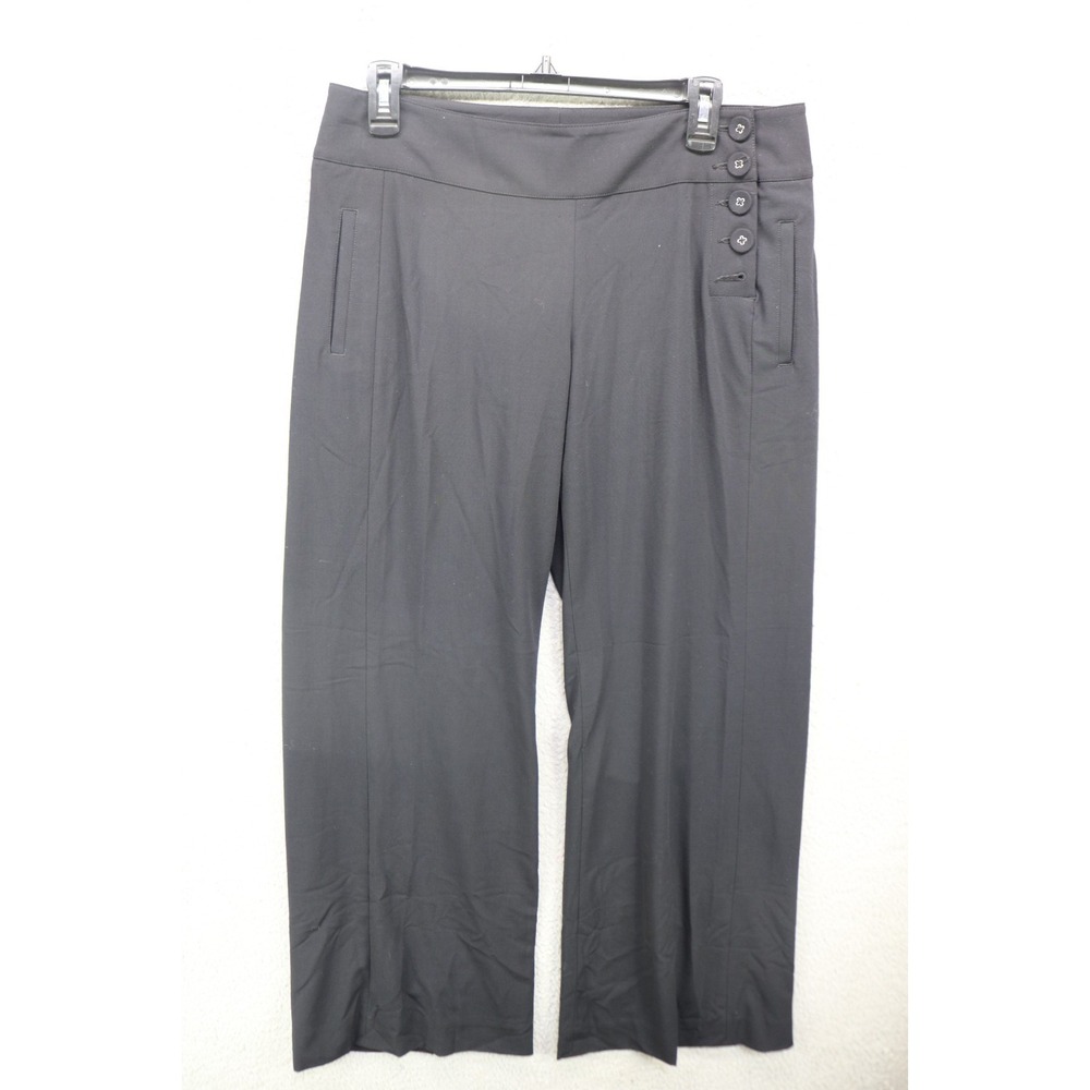 Cabi Women's Wide Leg Dress Pants-Sz 8-Pockets-Side Buttons-Office-Career